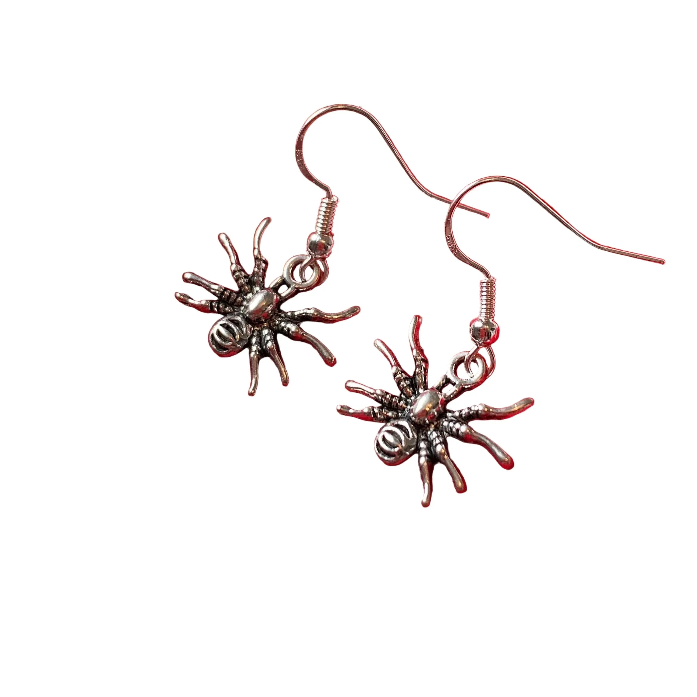 Ears by Emily Shop Spider Earrings - Silver spider halloween earrings Clothing & Accessories > Jewellery & Watches > Earrings > Womens Earrings > Drop Earrings > Womens Drop Earrings > Halloween Earings > Spider Earings emmy-jane-boutique.myshopify.com