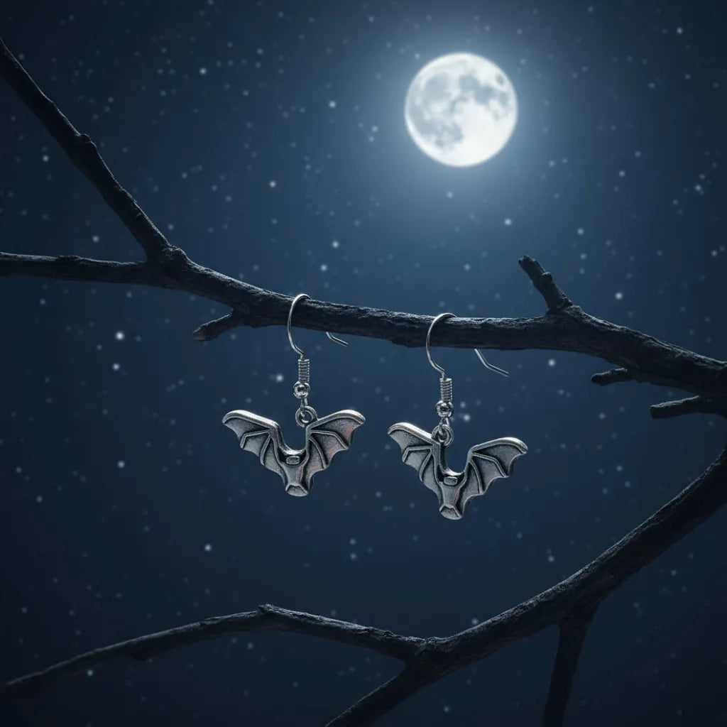 Ears by Emily Silver bat halloween earrings Clothing & Accessories > Jewellery & Watches > Earrings > Womens Earrings > Drop Earrings > Womens Drop Earrings > Halloween Earings > Bat Earings emmy-jane-boutique.myshopify.com