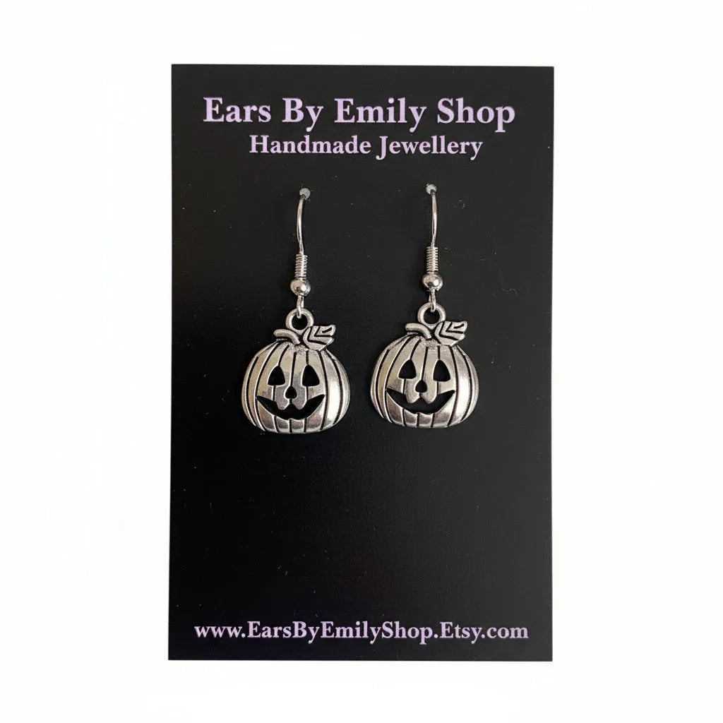 Ears by Emily Silver Halloween pumpkin dangle earrings Clothing & Accessories > Jewellery & Watches > Earrings > Womens Earrings > Drop Earrings > Womens Drop Earrings > Halloween Earings > Pumpkin Earrings emmy-jane-boutique.myshopify.com