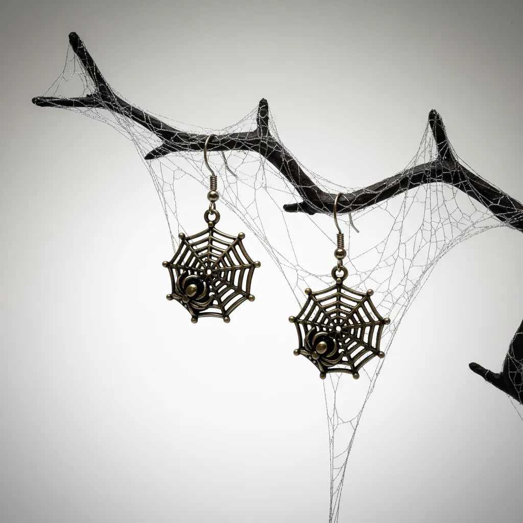 Ears by Emily Silver Spider Web Halloween Earrings - Silver Plated Clothing & Accessories > Jewellery & Watches > Earrings > Womens Earrings > Drop Earrings > Womens Drop Earrings > Halloween Earings > Spider Earings emmy-jane-boutique.myshopify.com