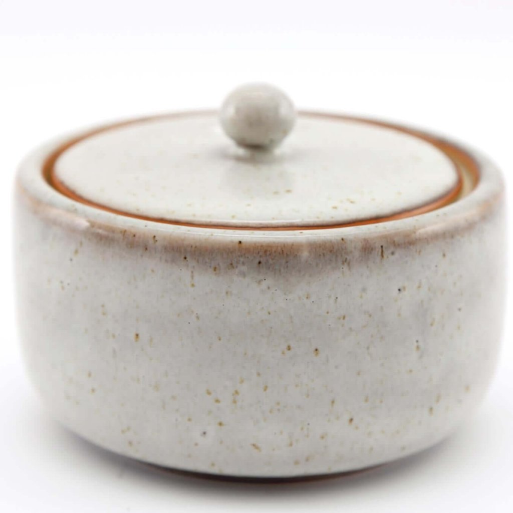 Taupe Ceramic Pot With Lid-0