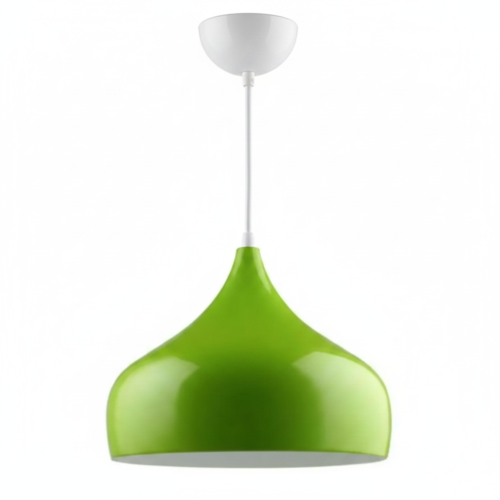 Green Retro Industrial Metal Dome Lampshade on white background