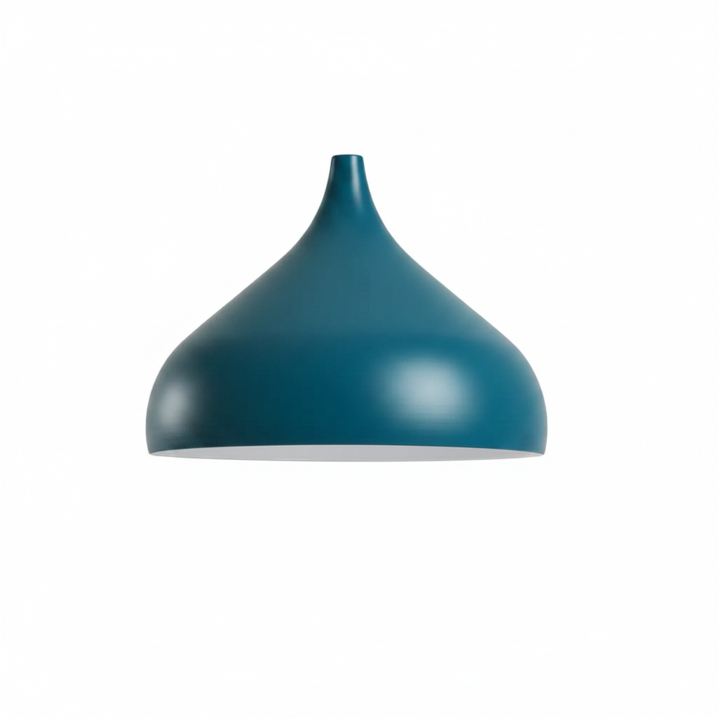 Cyan Blue Retro Industrial Metal Dome Lampshade on white background