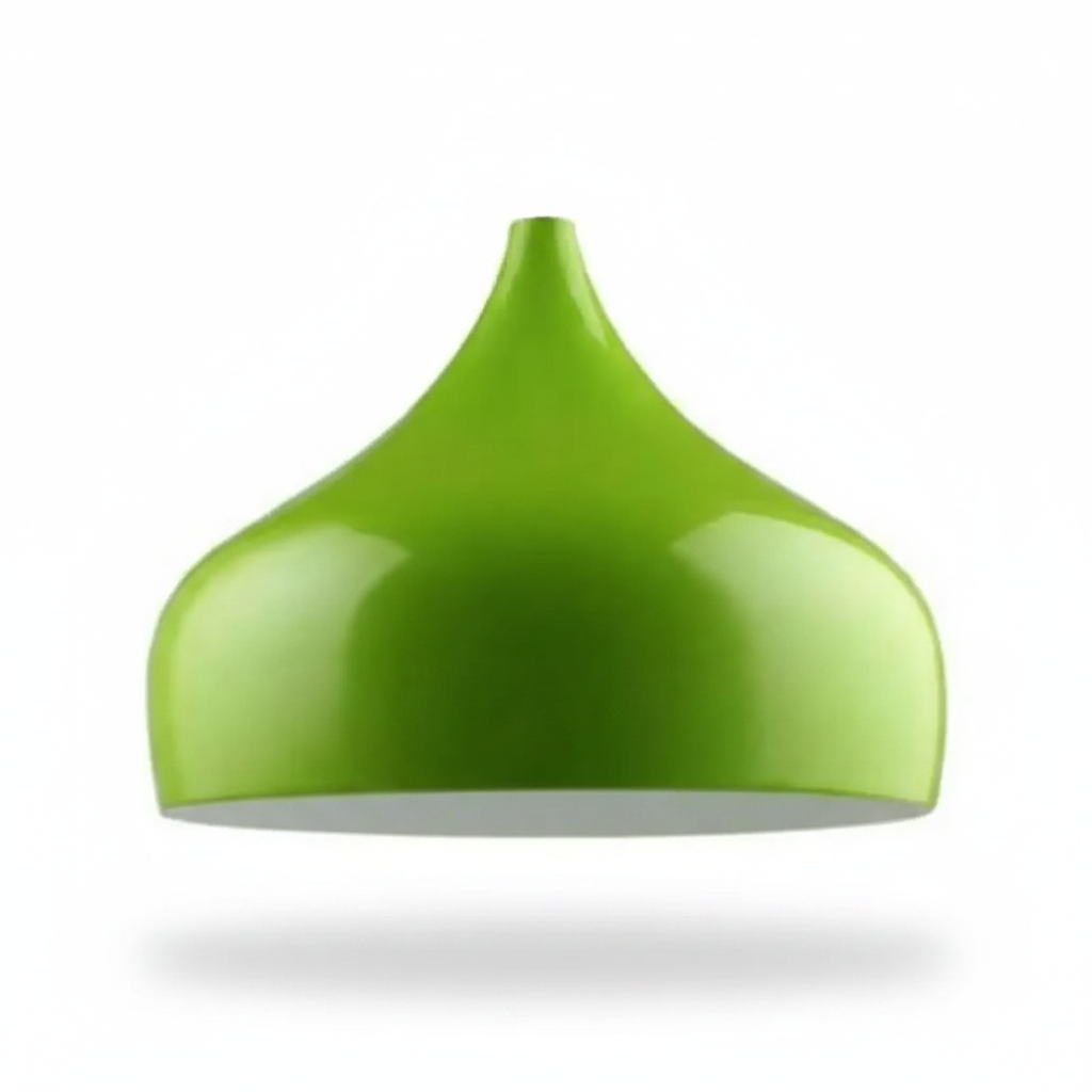 Lime Green Retro Industrial Metal Dome Lampshade on white background