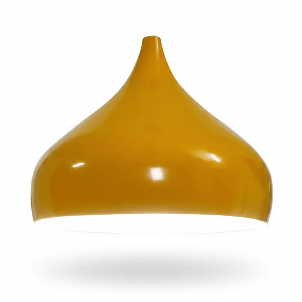 Yellow Mustard Retro Industrial Metal Dome Lampshade on white background