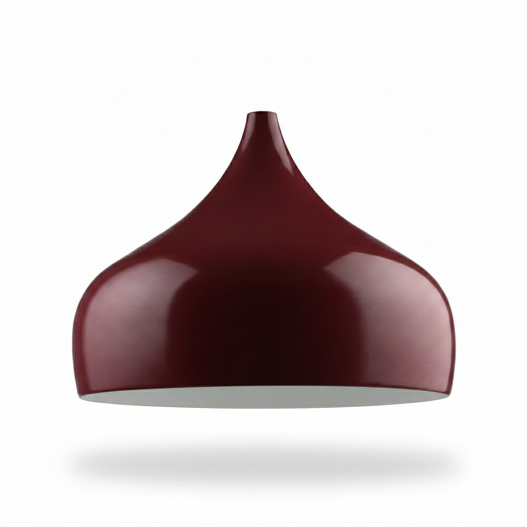 Burgundy Retro Industrial Metal Dome Lampshade on white background