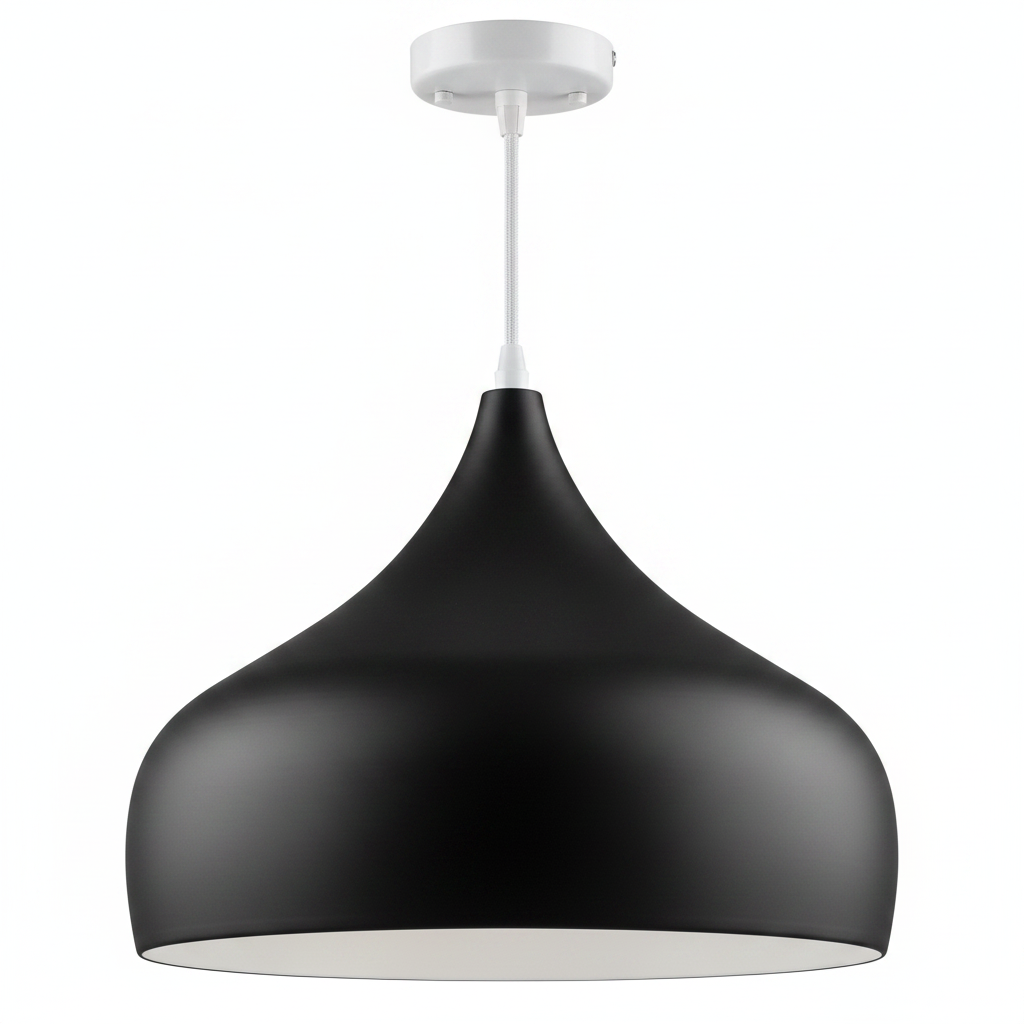 Black Retro Industrial Metal Dome Lampshade on white background