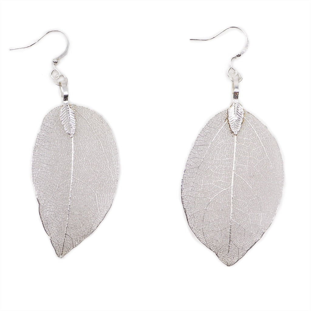 Emmy Jane Boutique AW Jewellery - Real Leaf Drop Earrings - Bravery Leaf - Gold Silver or Multi Coloured