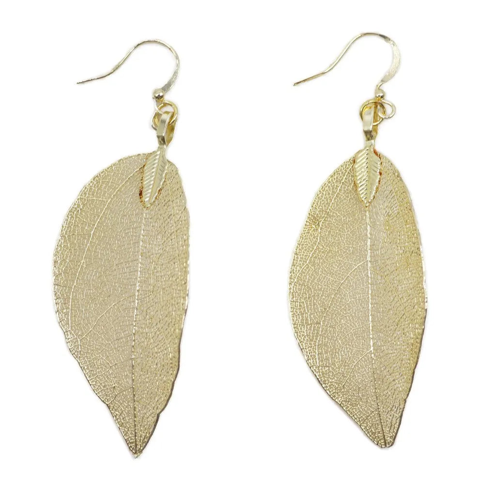 Ancient Wisdom Real Leaf Drop Earrings - Bravery Leaf - Gold Silver or Multi Coloured Clothing & Accessories > Jewellery & Watches > Earrings > Womens Earrings > Drop Earrings > Real Leaf Drop Earrings emmy-jane-boutique.myshopify.com