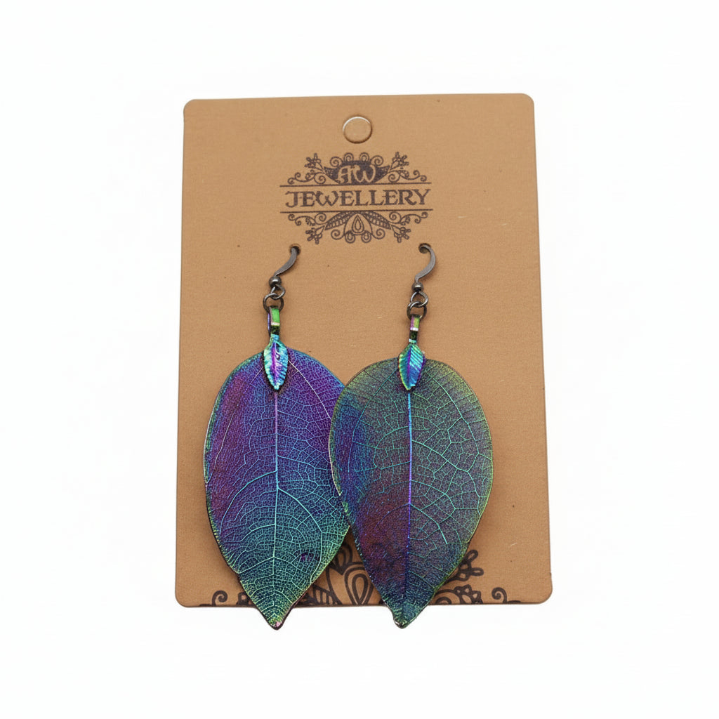 Ancient Wisdom Real Leaf Drop Earrings - Bravery Leaf - Gold Silver or Multi Coloured Clothing & Accessories > Jewellery & Watches > Earrings > Womens Earrings > Drop Earrings > Real Leaf Drop Earrings emmy-jane-boutique.myshopify.com