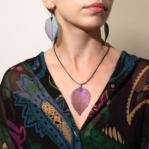 Emmy Jane Boutique Real Leaf - Necklace & Earring Set - Gold Pink or Pewter