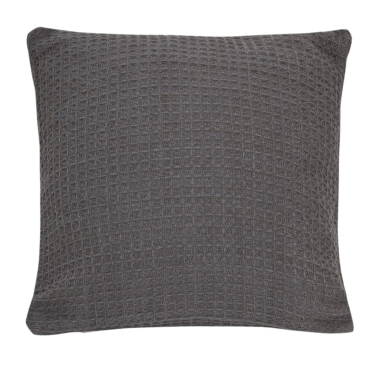 Pure Indian Cotton Handwoven Honeycomb Vibrant Cushion Cover Dark Grey