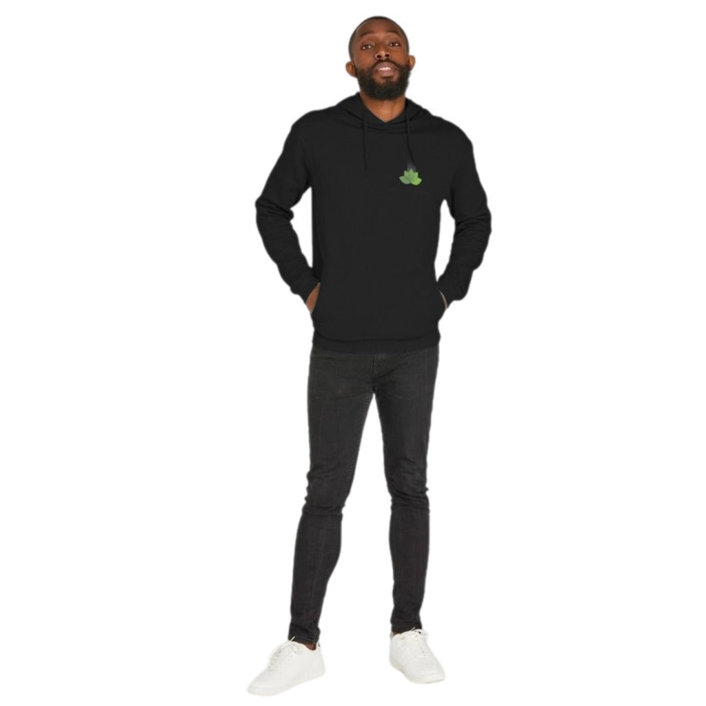 Emmy Jane - Ejb eco Mens Organic Cotton Hoodie Black - Vegan Friendly. Circular Economy Organic Cotton Hoodie. Made from 50% post-consumer remanufactured organic cotton / 50% organic cotton, 340g/m2