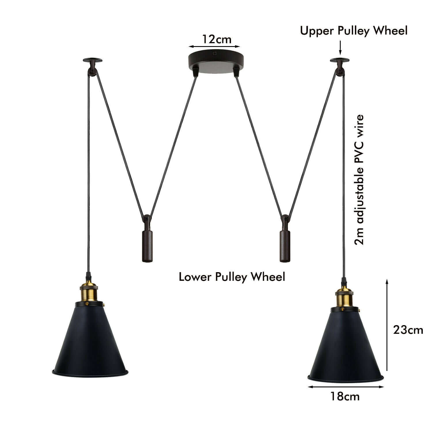 Retro Industrial Metal Cone Shape Bar Shade Black Ceiling Pendant Light~1125-4