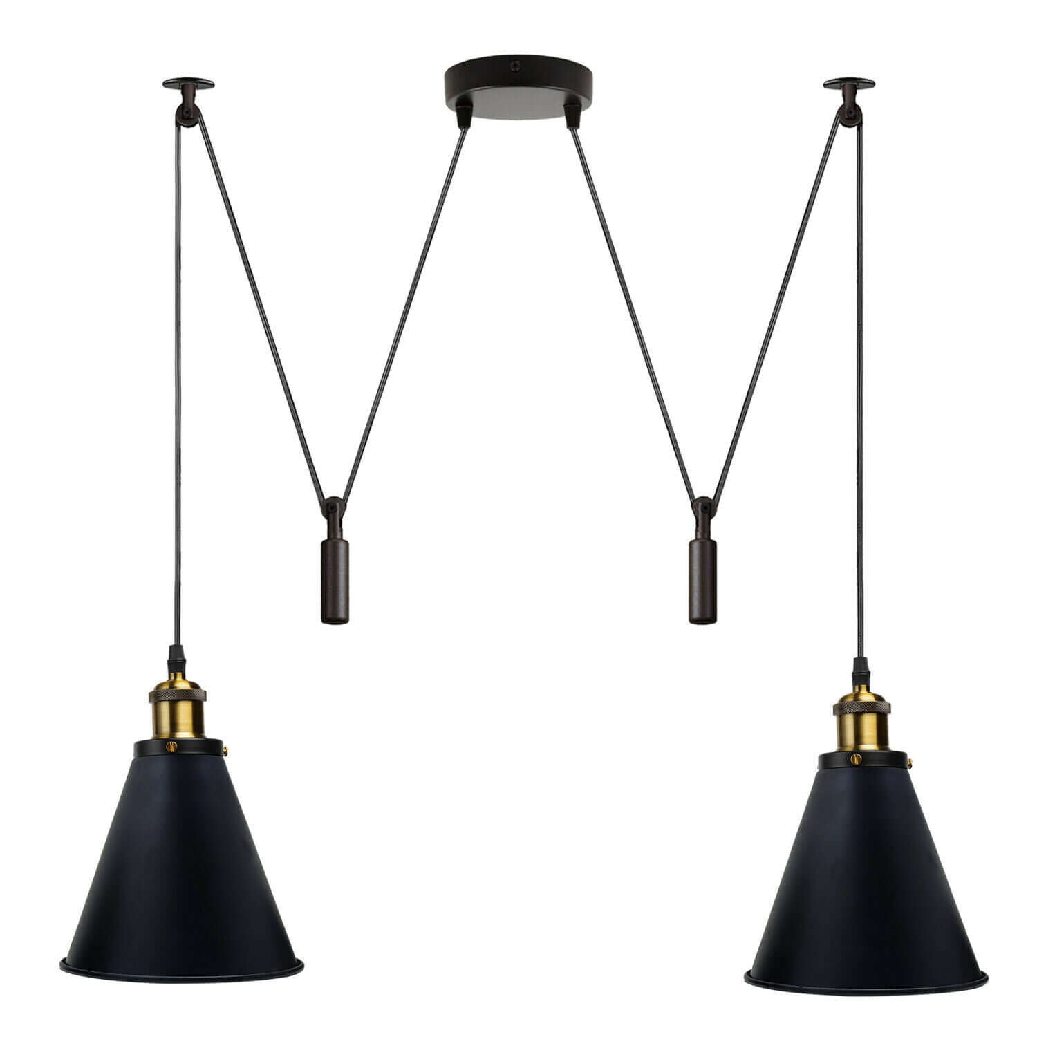 Retro Industrial Metal Cone Shape Bar Shade Black Ceiling Pendant Light~1125-5