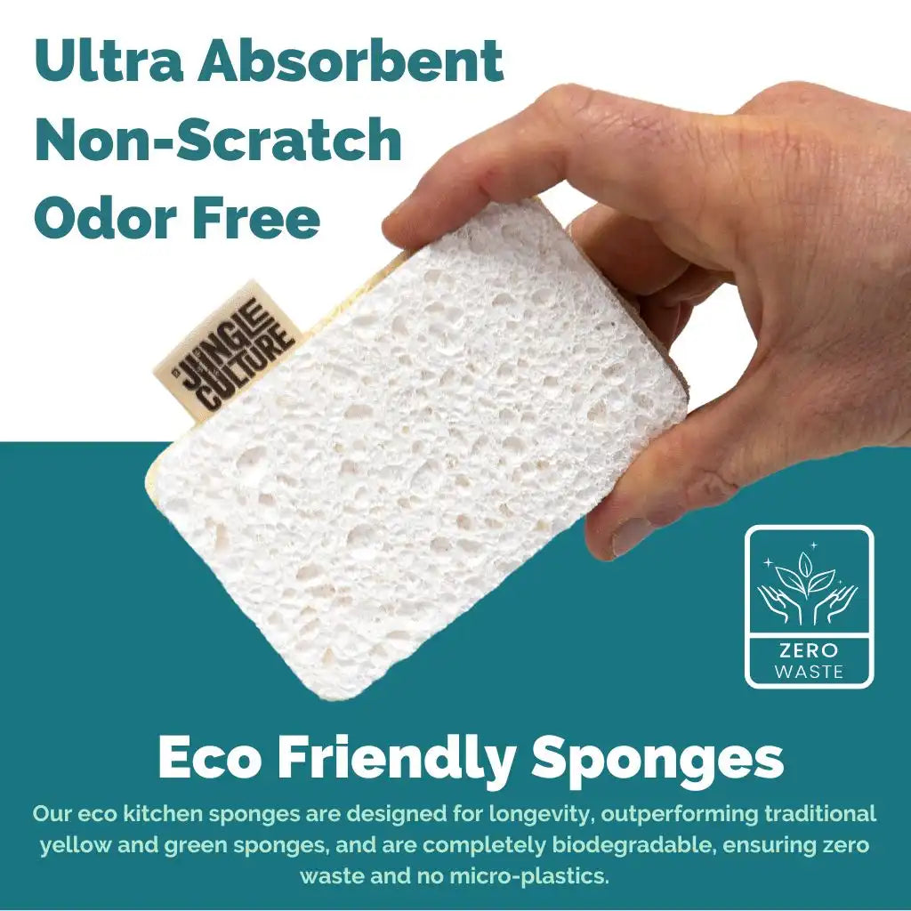 Jungle Culture Eco Friendly Dish Sponges - Pack Of 4 Biodegradable And Compostable Home & Garden > Household Supplies > Household Cleaning Supplies > Sponges & Scouring Pads > Cleaning Cloths > Dish Sponges emmy-jane-boutique.myshopify.com