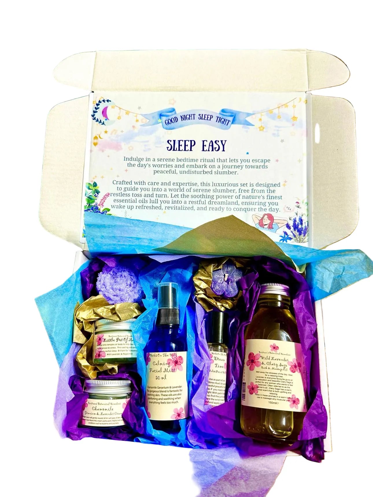LoveHerbsOnTheHill Gifts for Sleep - Sleep Easy Box Set - Better Sleep Gift Set Health & Beauty > Personal Care > Cosmetics > Bath & Body Gift Baskets > Bath and Body Sets > Gifts for Sleep > Sleep Easy Box Set > Better Sleep Gift Set emmy-jane-boutique.myshopify.com