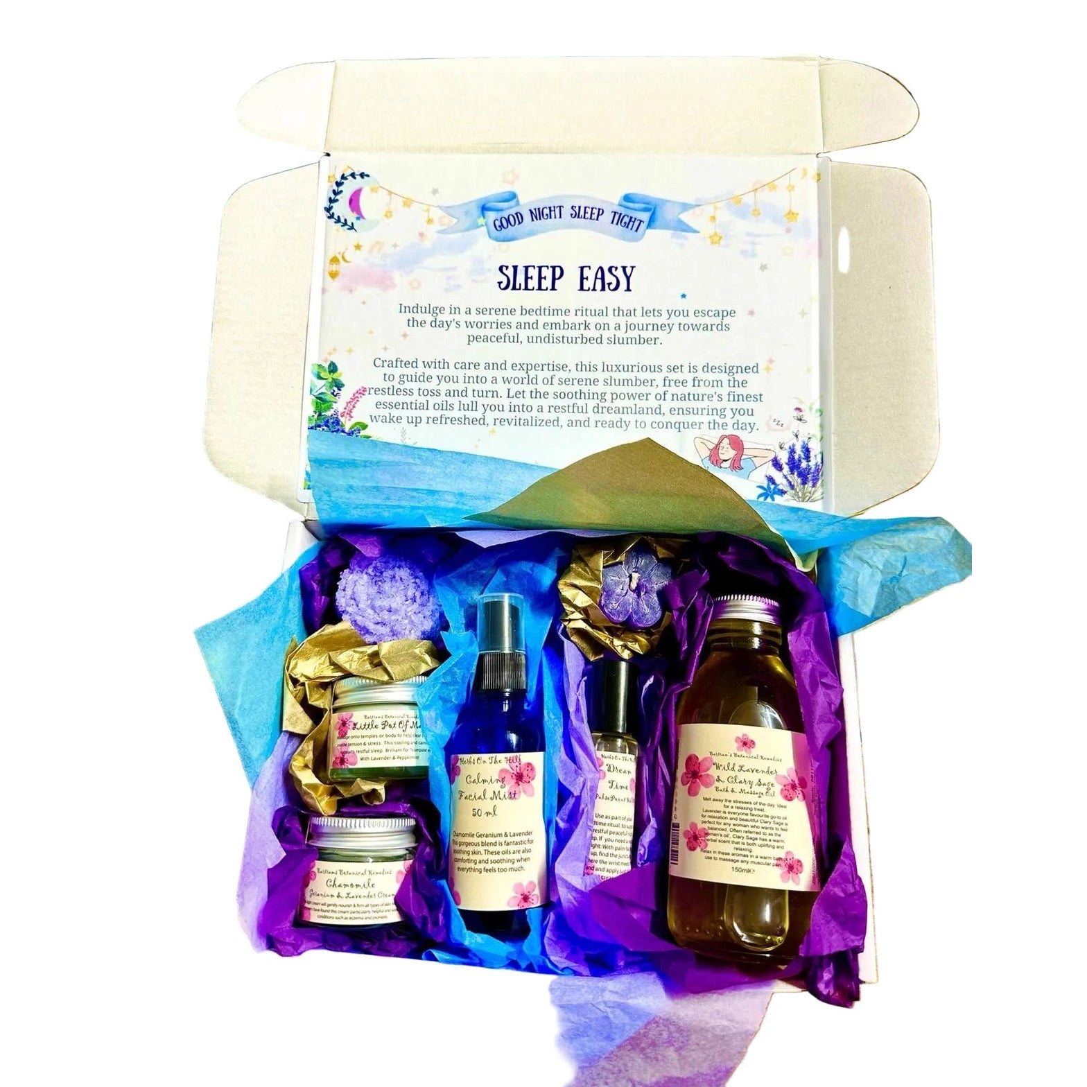 LoveHerbsOnTheHill Gifts for Sleep - Sleep Easy Box Set - Better Sleep Gift Set Health & Beauty > Personal Care > Cosmetics > Bath & Body Gift Baskets > Bath and Body Sets > Gifts for Sleep > Sleep Easy Box Set > Better Sleep Gift Set emmy-jane-boutique.myshopify.com