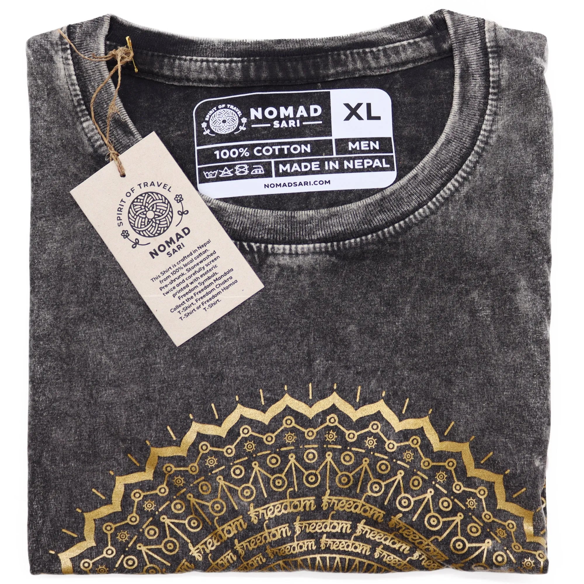 Nomad Sari Stonewashed Handmade Nomad Sari Tees Cotton T-Shirts Clothing & Accessories > Clothing > Shirts & Tops > Unisex Cotton T-Shirts > Stonewashed Cotton T-Shirts > Unisex T Shirts > Handmade T-Shirts > Nomad Sari Tees emmy-jane-boutique.myshopify.com
