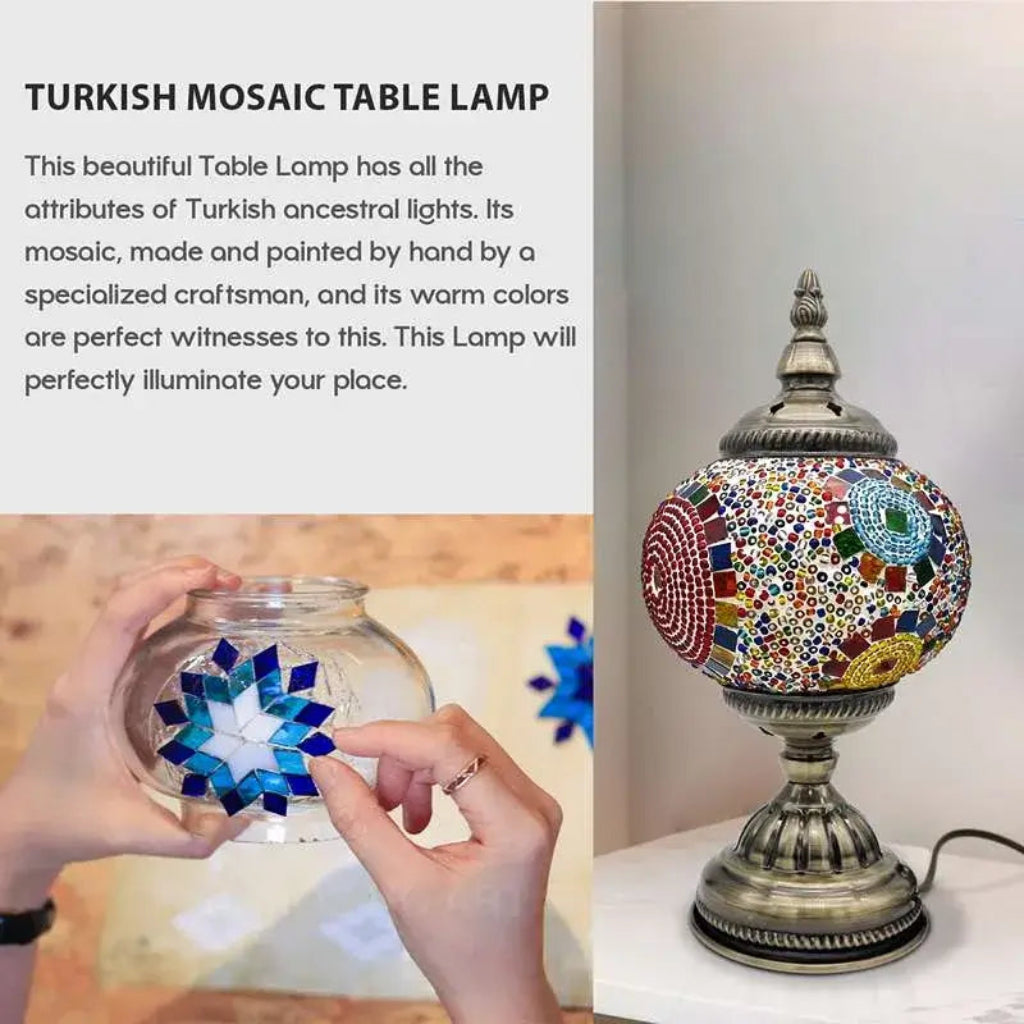 Turkish Moroccan Style Table Lamp Mosaic Glass Bedside Desk Table Lamp~4968-7