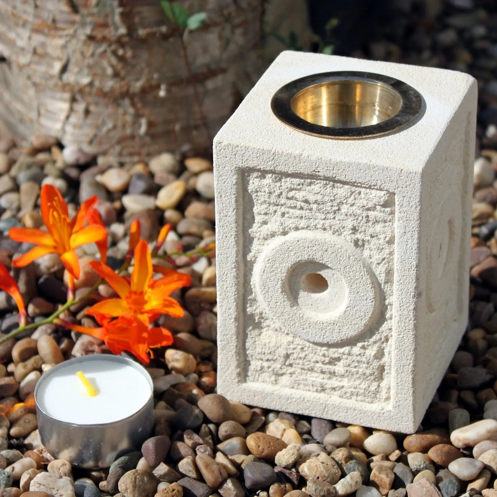Ancient Wisdom Sandstone Wax Melt & Oil Burner - Hand Carved in Indonesia Home & Garden > Decor > Home Fragrance Accessories > Candle & Oil Warmers > Sandstone Wax Melt & Oil Burners > Hand Carved Oil Burners > indonesian oil burners emmy-jane-boutique.myshopify.com