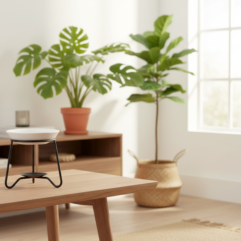 Wax Melt Burner - Ceramic & Metal  Oil Burner - Black & White - 4 Designs