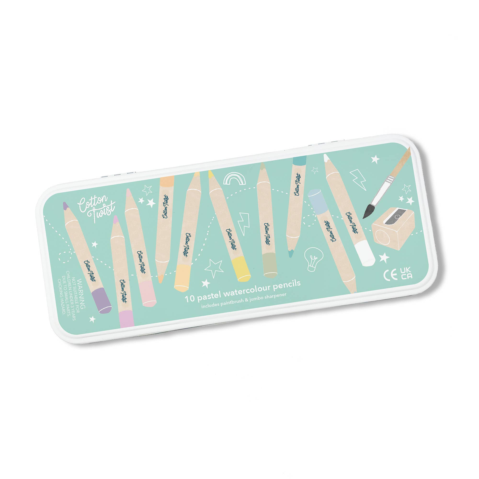 Set of eco-friendly watercolour pencils in a metal case