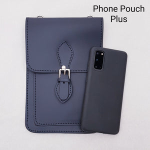 Handmade Leather Mobile Phone Pouch Plus - Navy Blue-3