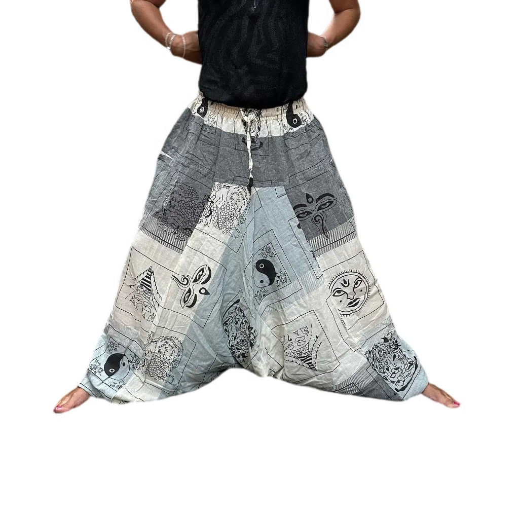 Ancient Wisdom Cotton Yoga Trousers Comfy Festival Pants - 3 Styles - Colourful Prints Apparel & Accessories > Clothing > Pants > Unisex Yoga Pants > Cotton Festival Pants > Colourful Cotton Summer Trousers emmy-jane-boutique.myshopify.com