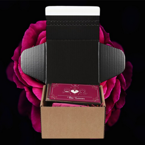 Emmy Jane Boutique - Romantic Gifts For The One You Love - The Lovers Tarot Gift Set This new Lovers Tarot Gift Set comes beautifully presented in a recyclable, black-lined box with eco-friendly shredded paper filling. Arrives ready to gift for birthdays, Valentine's Day, anniversaries, or special pick-me-ups with an added insert card. The Gift set includes Lovers Tarot Card Coaster Lovers Tarot card Zipper Pouch Lovers Tarot Necklace Card Pink Fortune Teller Colour Changing Mug.
