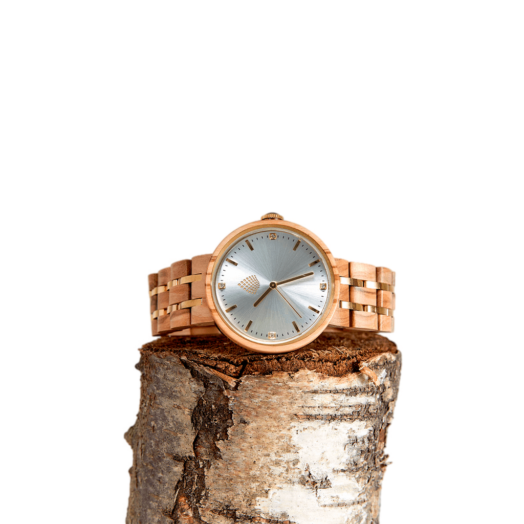Emmy Jane Boutique - Sustainable Wooden Watch - The Teak - Eco-Friendly Vegan Wood Watch. The perfect accessory for the woman looking to reduce her footprint without compromising on fashion.