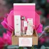 Emmy Jane Boutique - Rose Quartz Gift Set -  Birthdays Mother's Day Anniversaries & Valentines. This lovely gift set includes  1 x Rose Quartz Crystal Heart Stone, 1 x Rose Quartz Crystal Bracelet, 1 x Rose Quartz Face Roller and 1 x Rose Quartz Purifying Glass Water Bottle.