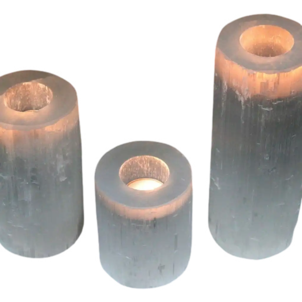 Emmy Jane Natural Selenite Crystal Candle Tealight Holders - 6 Styles & Sizes Home & Garden > Decor > Home Fragrance Accessories > Candle Holders > Tealight Holders > Natural Selenite Crystal Candle Holders emmy-jane-boutique.myshopify.com