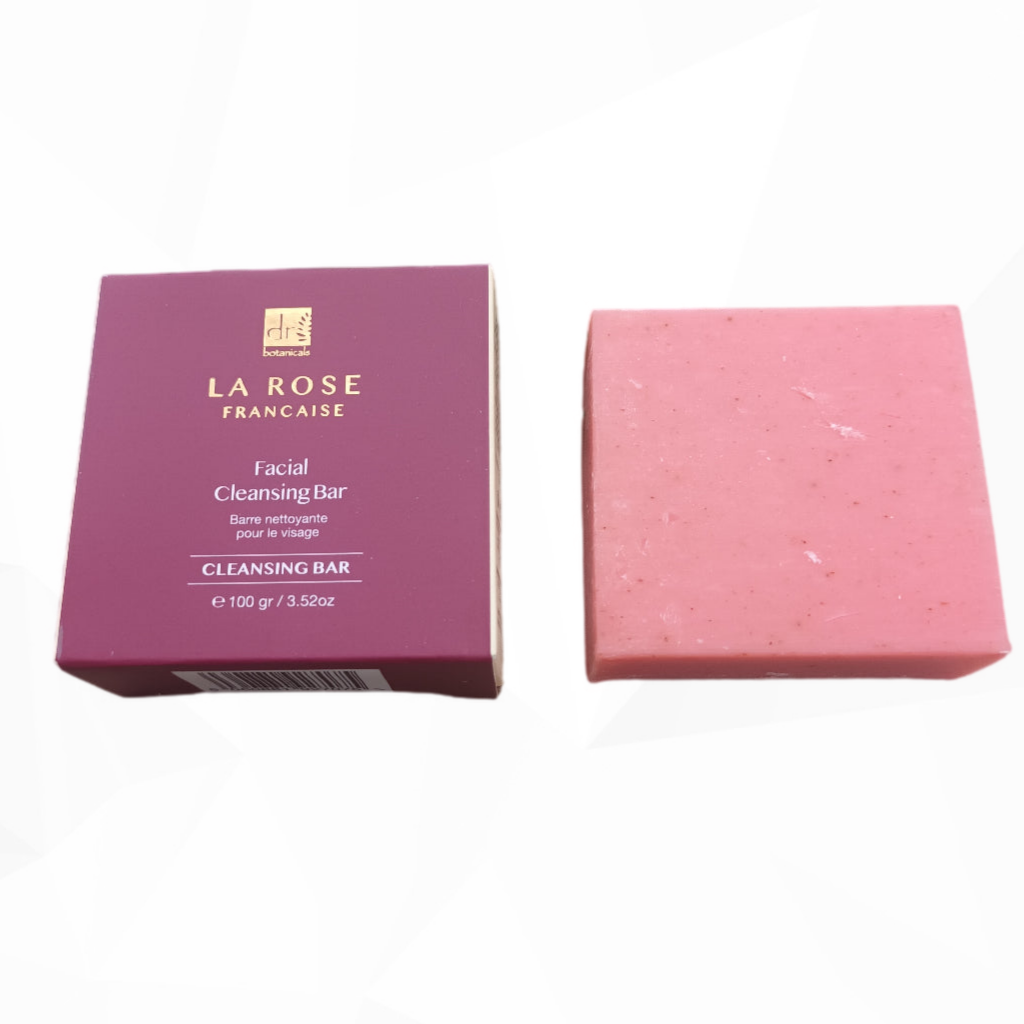 Emmy Jane Boutique - Natural Facial Cleansing Bar - Dr Botanicals - La Rose Francaise - Suitable for all skin types Natural Plastic-free Vegan Scent Rose.