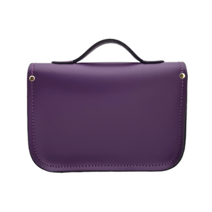 Leather Midi Satchel - Purple-2