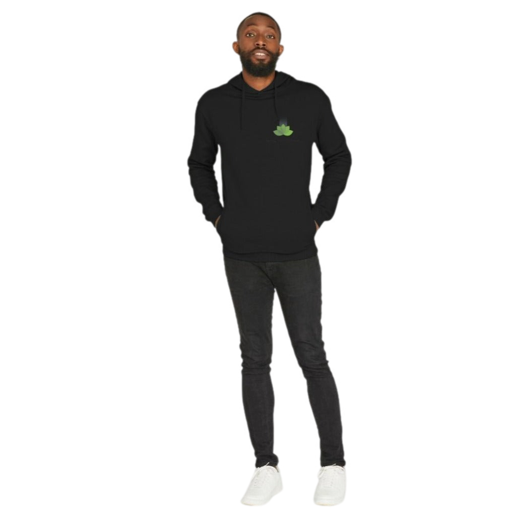 Emmy Jane - Ejb eco Mens Organic Cotton Hoodie Black - Vegan Friendly. Circular Economy Organic Cotton Hoodie. Made from 50% post-consumer remanufactured organic cotton / 50% organic cotton, 340g/m2