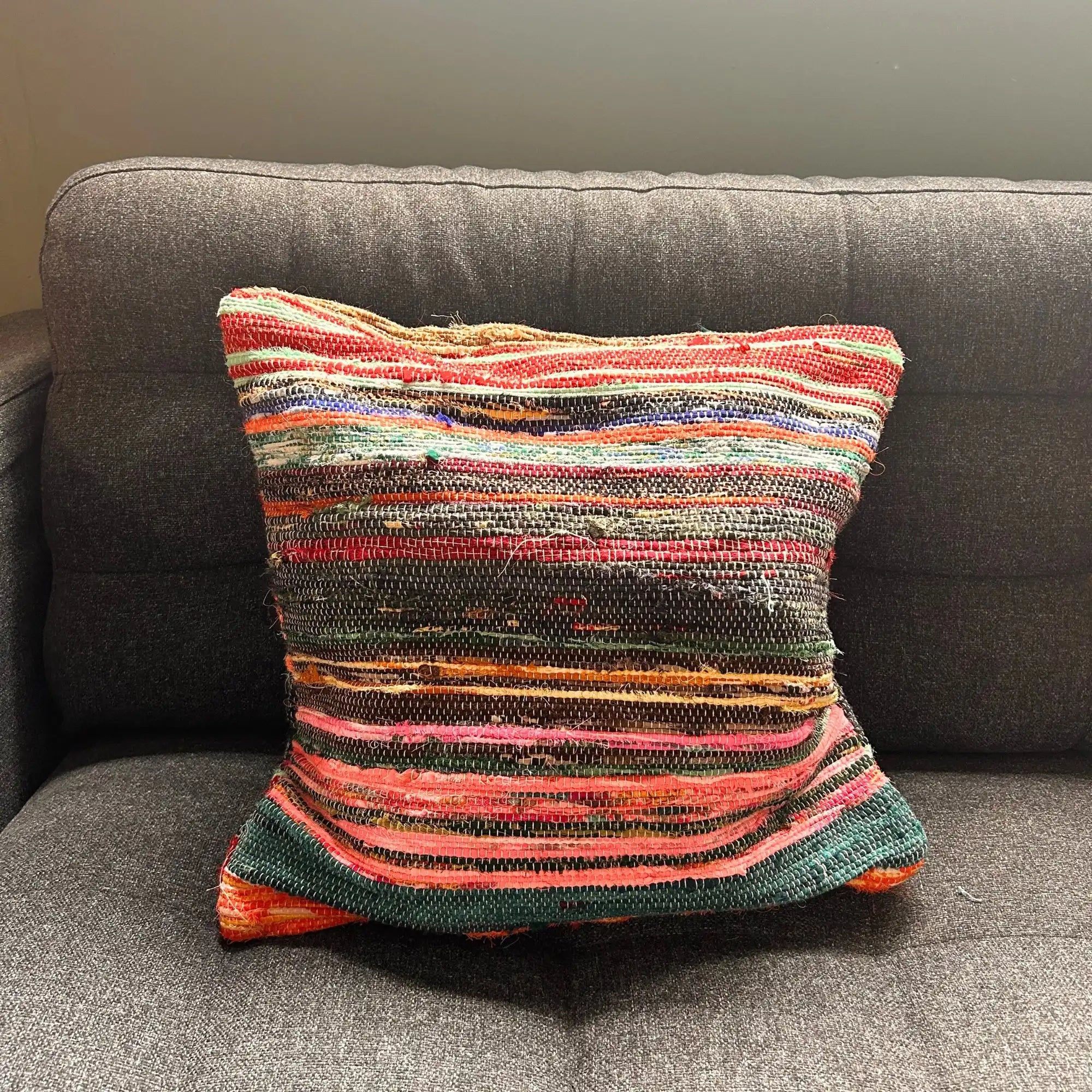 Ancient Wisdom Colourful Rag Rug Cushion Covers - Sustainable Recycled Fabric Home & Garden > Decor > Chair & Sofa Cushions > Colourful Cushion Covers > Rag Rug Cushion Covers > Sustainable Cushion Covers > Recycled Fabric Cushion Covers emmy-jane-boutique.myshopify.com