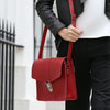Leather Shoulder Bag - Red-3