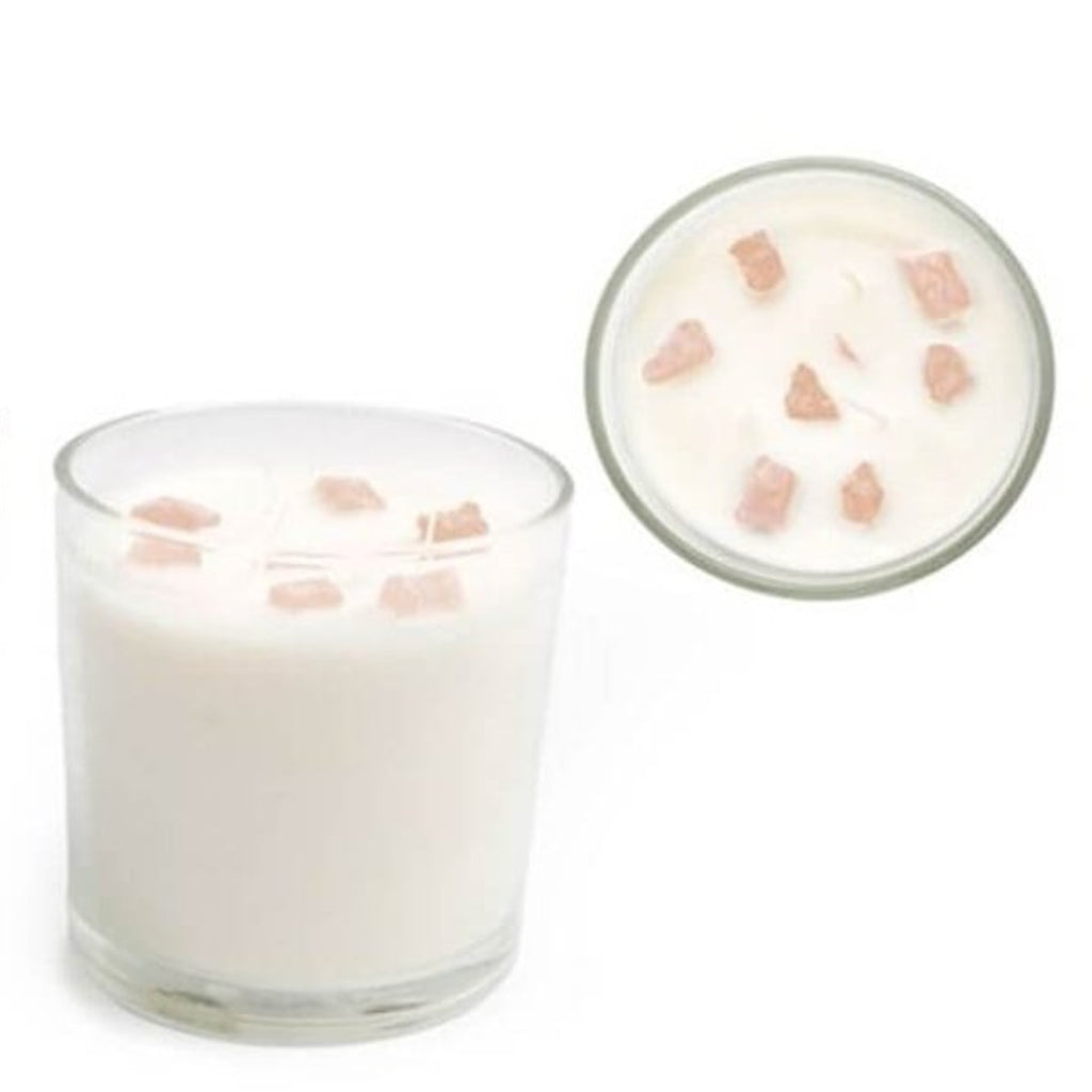 Rose Eucalyptus Candle with Rose Quartz Crystals