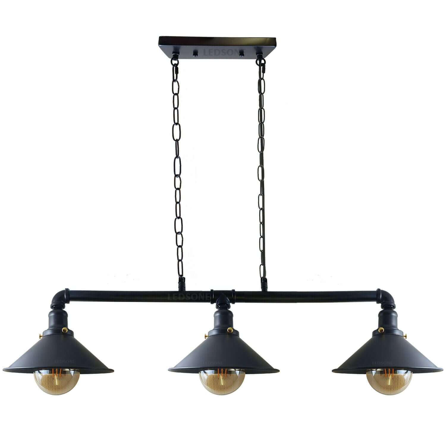 3 Way Vintage Cabin Metal Ceiling Pipe Light Steampunk Lamp Shades~1124-5