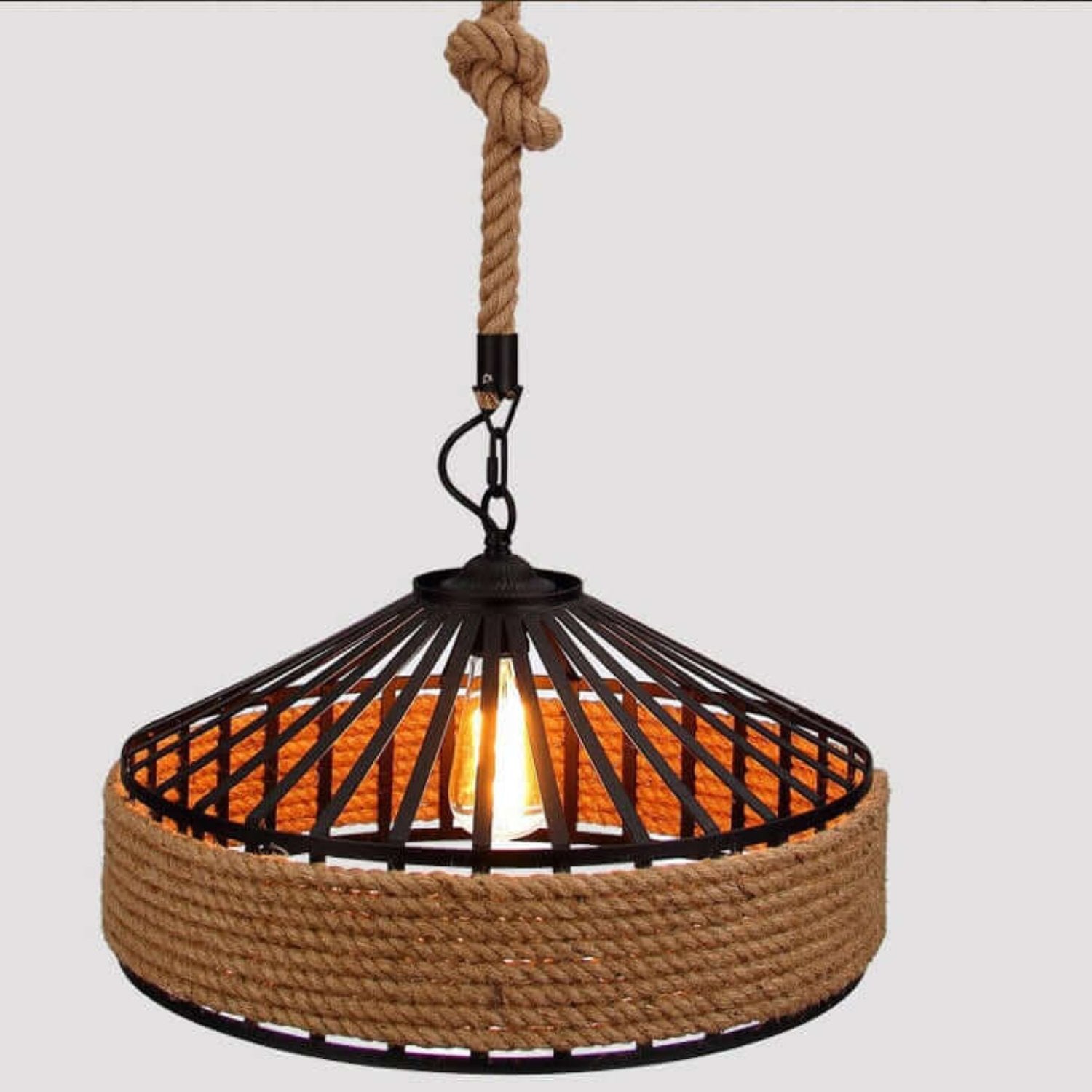 Vintage Retro Industrial Loft Hemp Rope 40cm Iron Pendant Ceiling Light Retro Lamp~2122-3