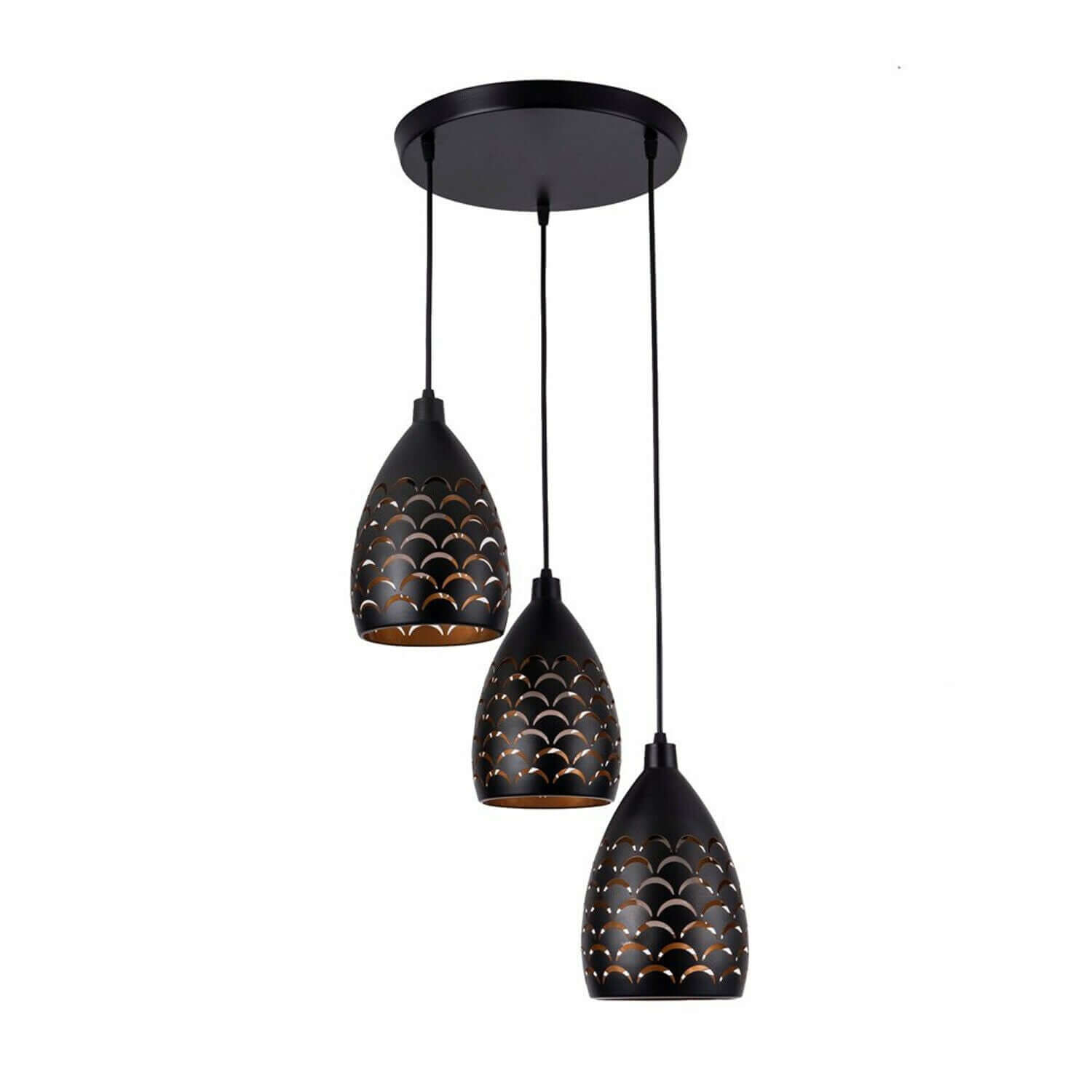 Pendant Cluster Light Fitting Lights Black Cage Style New~2551-6