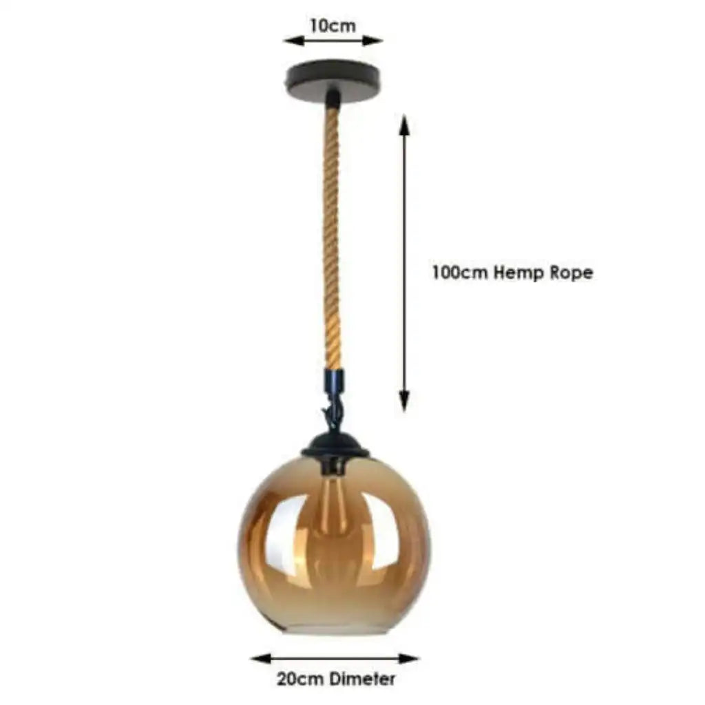 LEDSone 2m Hemp Rope Pendant with Glass Lamp Shade - Industrial Home & Garden > Lighting > Lighting Fixtures > Ceiling Light Fixtures > Ceiling Lights > Pendant Lights > Hemp Rope Lights emmy-jane-boutique.myshopify.com