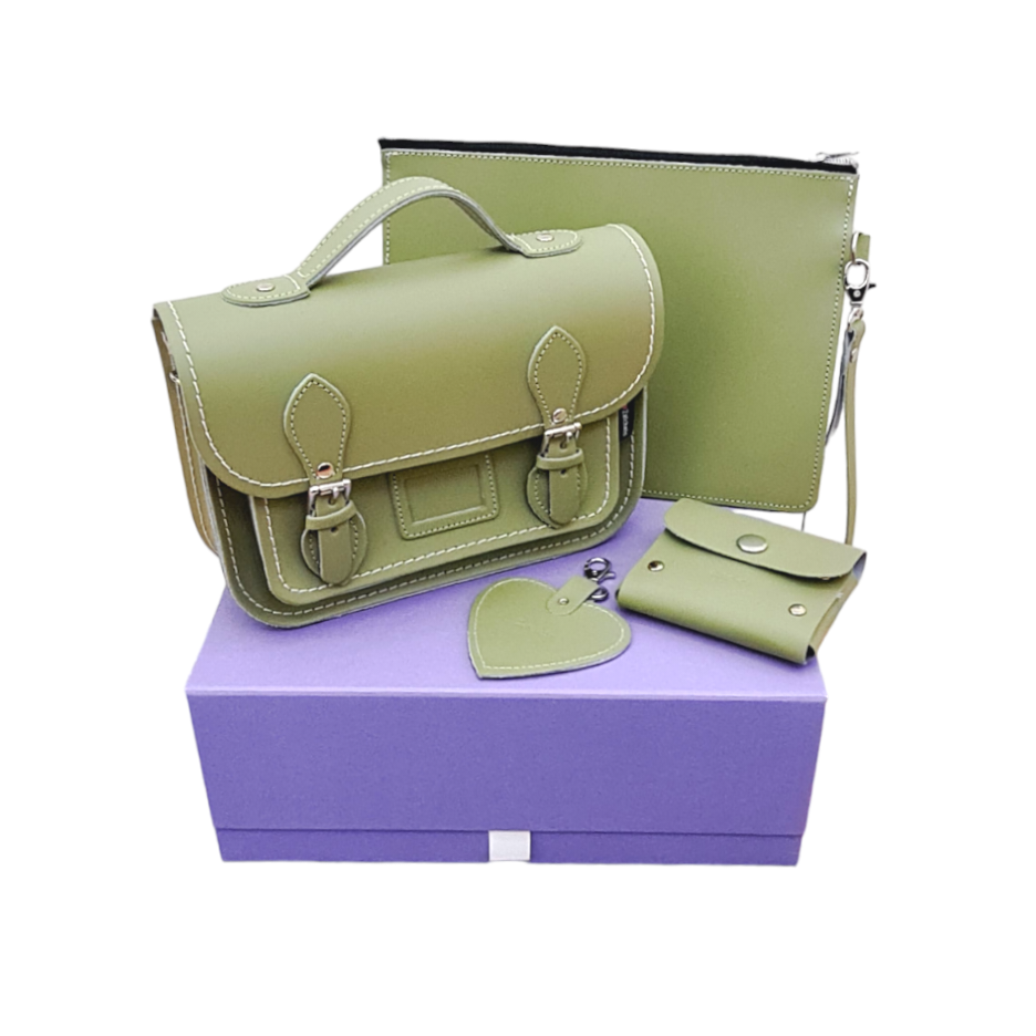 Handmade Leather Midi Collection Gift Set - Sage - Green-0