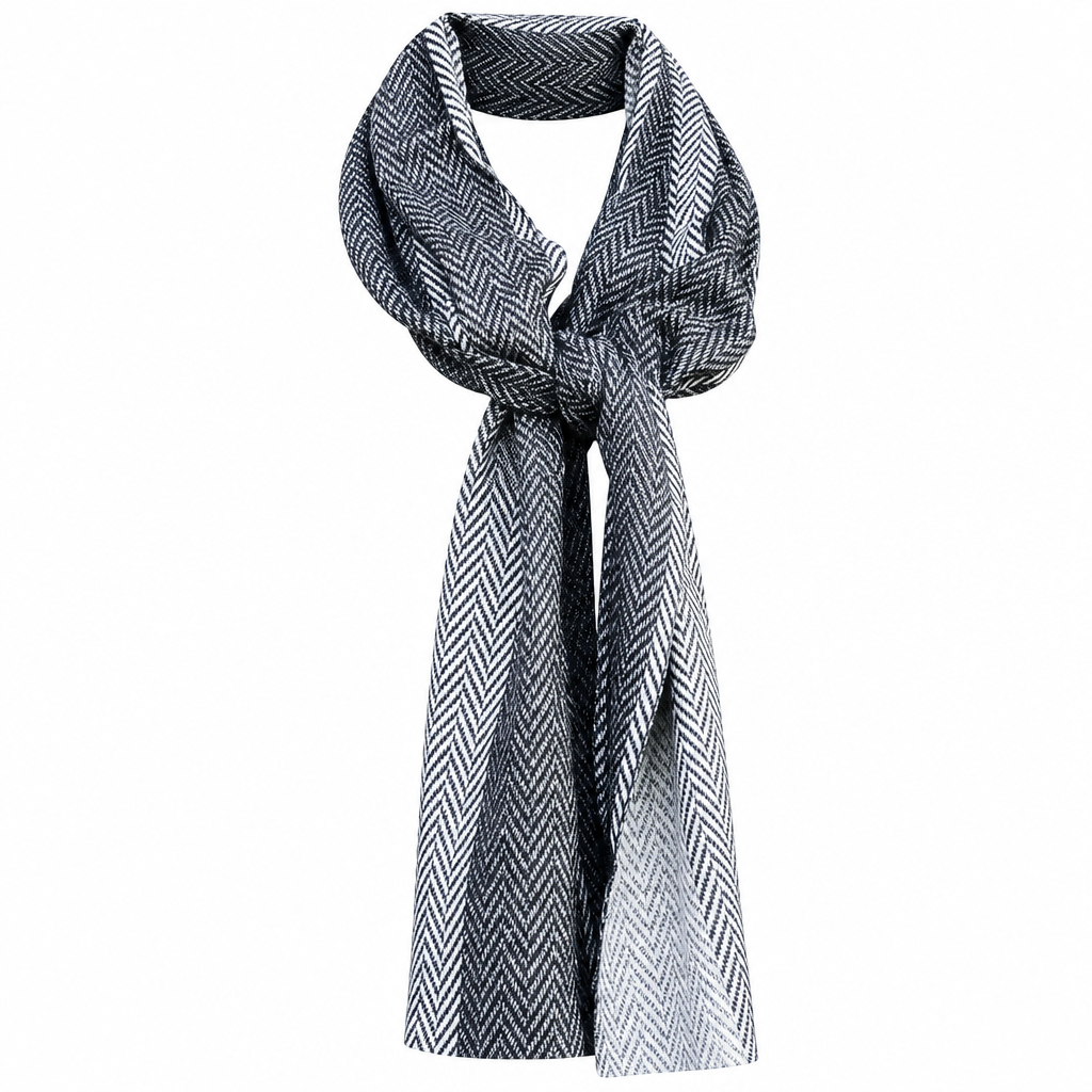 black and white bamboo scarf for men