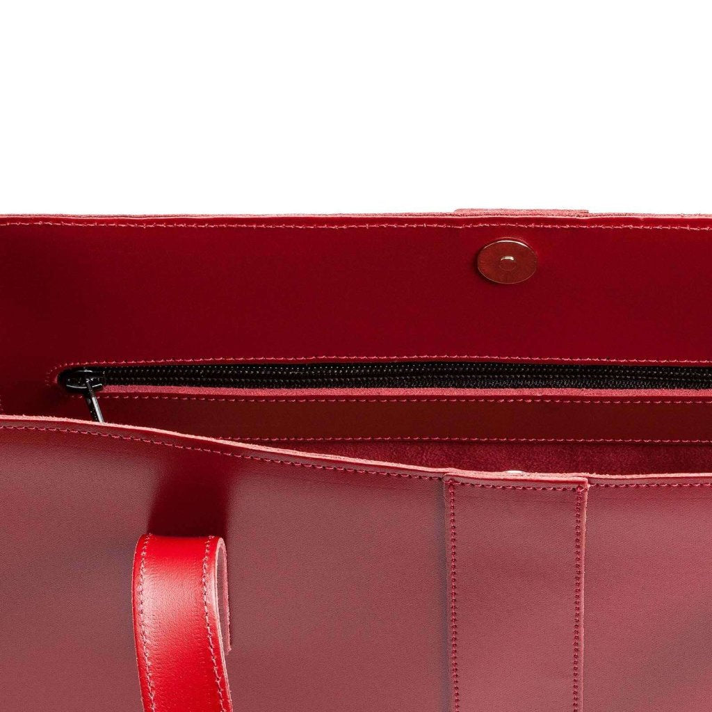 Handmade Leather Shopper - Red-2