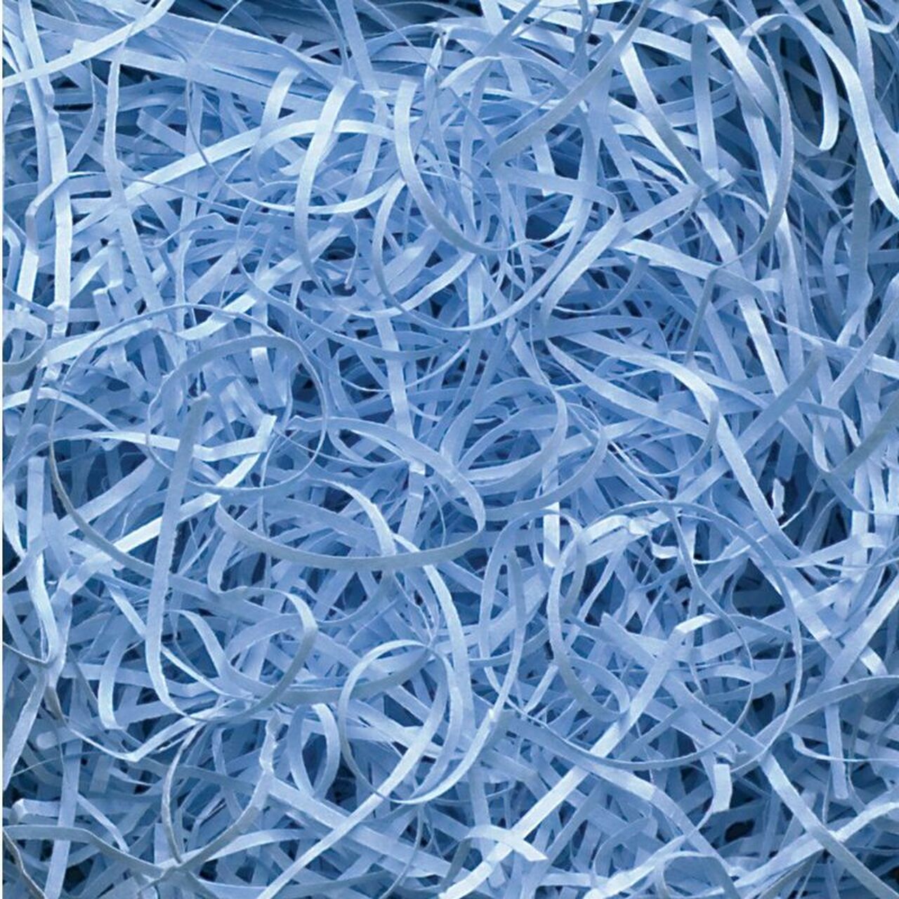 Close-up of blue shredded paper packaging