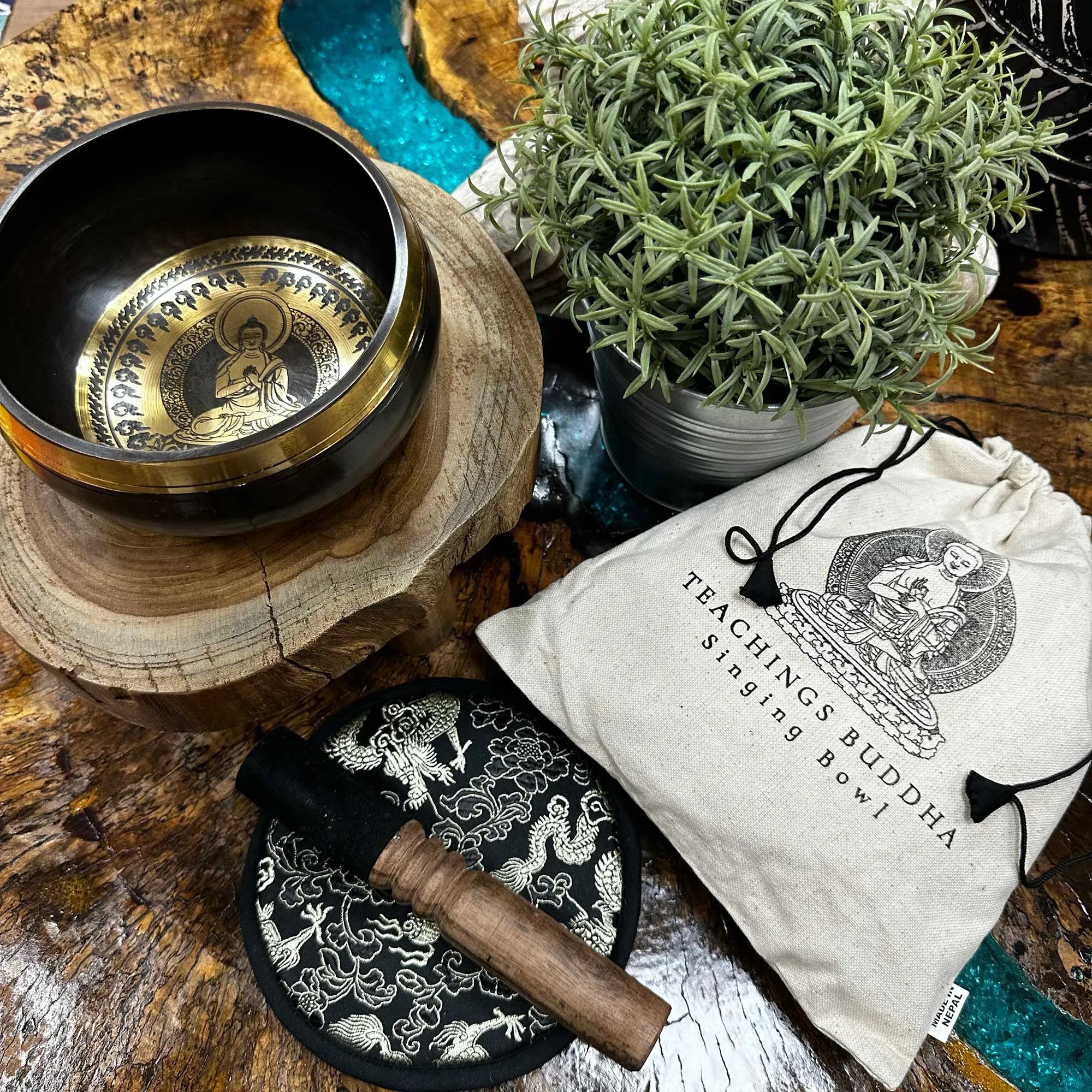 Ancient Wisdom Singing Bowl Sets - Singing Bowl Cushion And Wooden Stick. Arts & Entertainment > Hobbies & Creative Arts > Musical Instruments > Percussion > Singing Bowl Sets > Singing Bowl Cushion And Wooden Stick Sets emmy-jane-boutique.myshopify.com