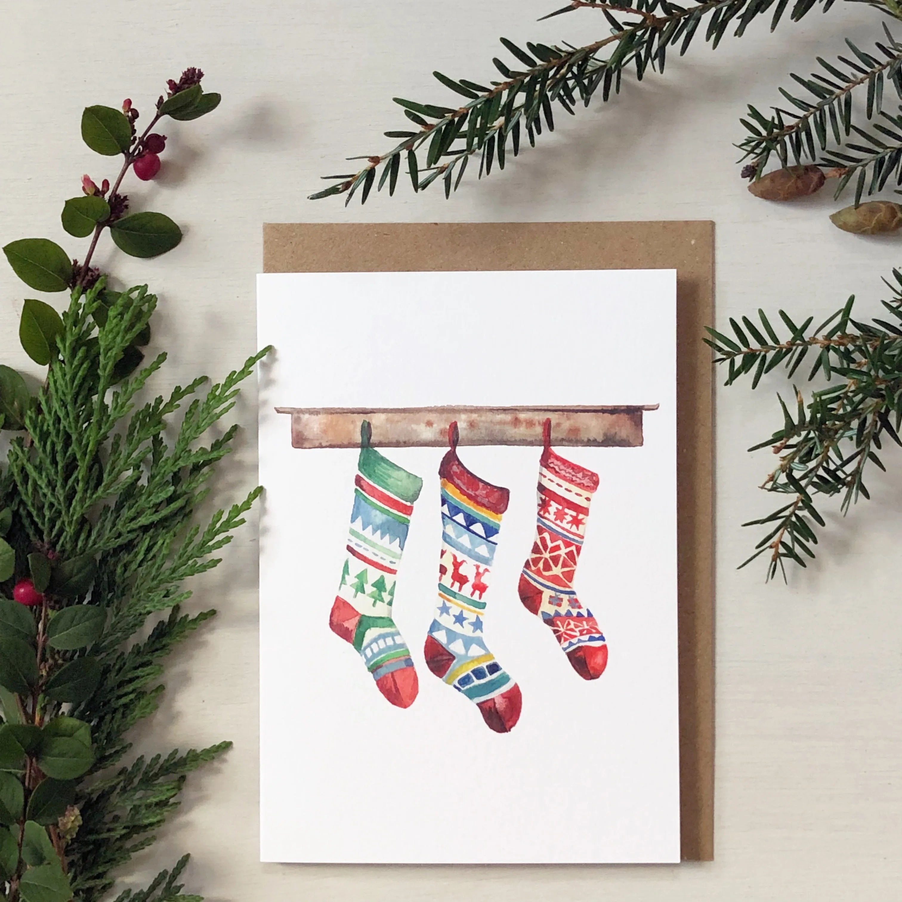Katie Hipwell Design Christmas Stockings Card | A6 Greeting Card  emmy-jane-boutique.myshopify.com
