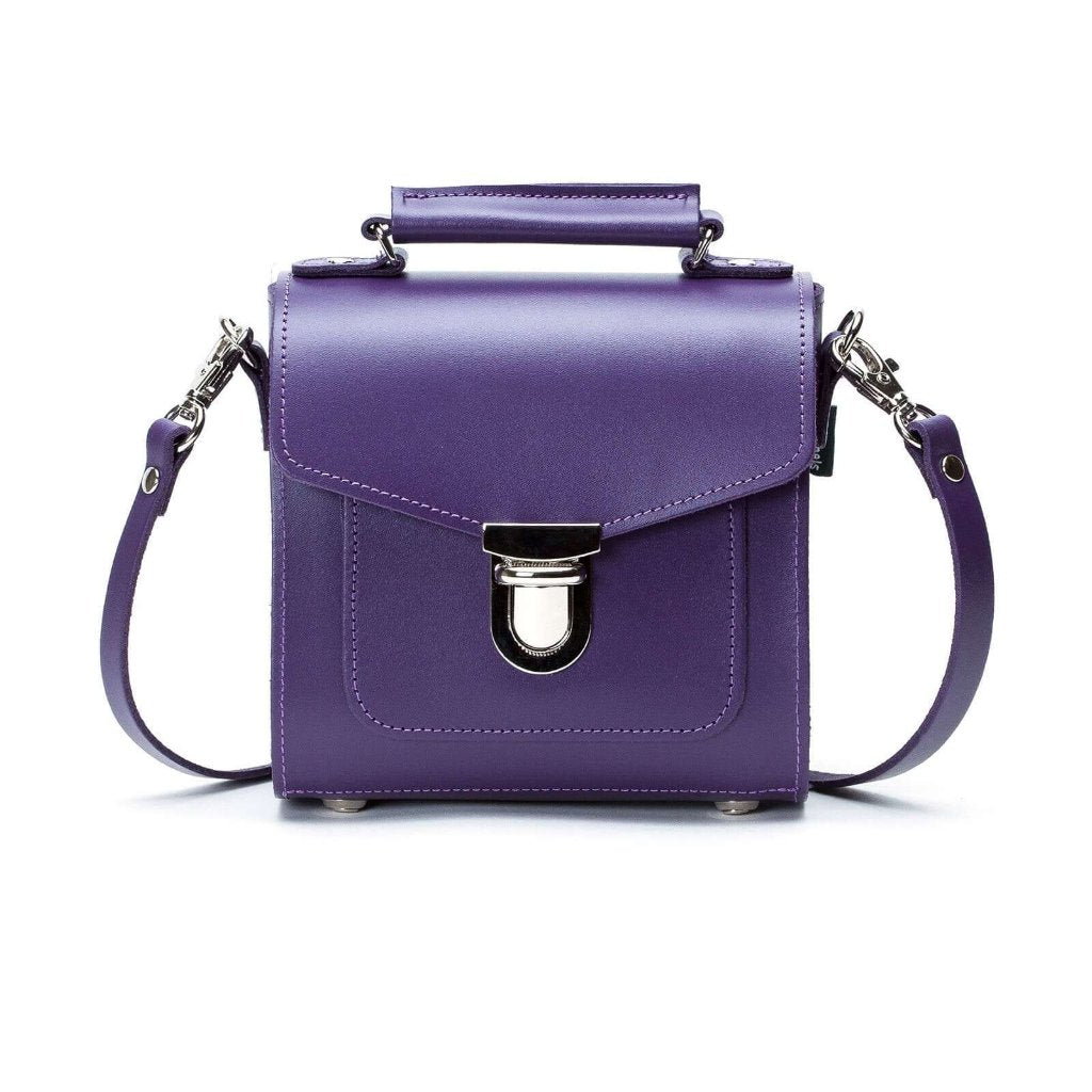 Handmade Leather Sugarcube Handbag - Purple-0